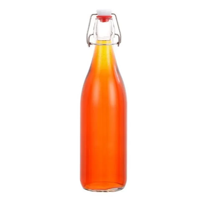 Transparent Amber Juice Glass Bottle Beverage Storage 750ml Rubber Stopper Cork 50ml 100ml Options Screw Boxed Packaging