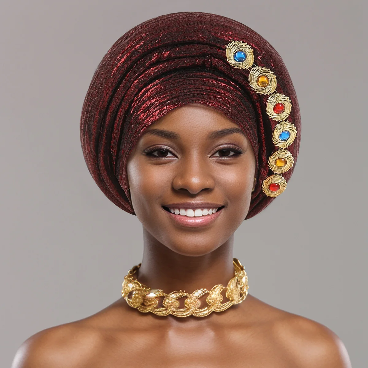 Elegant African Style Multi-layer Head Wraps for Women Party and Wedding Hair Accessories Outdoor Turban for Celebration