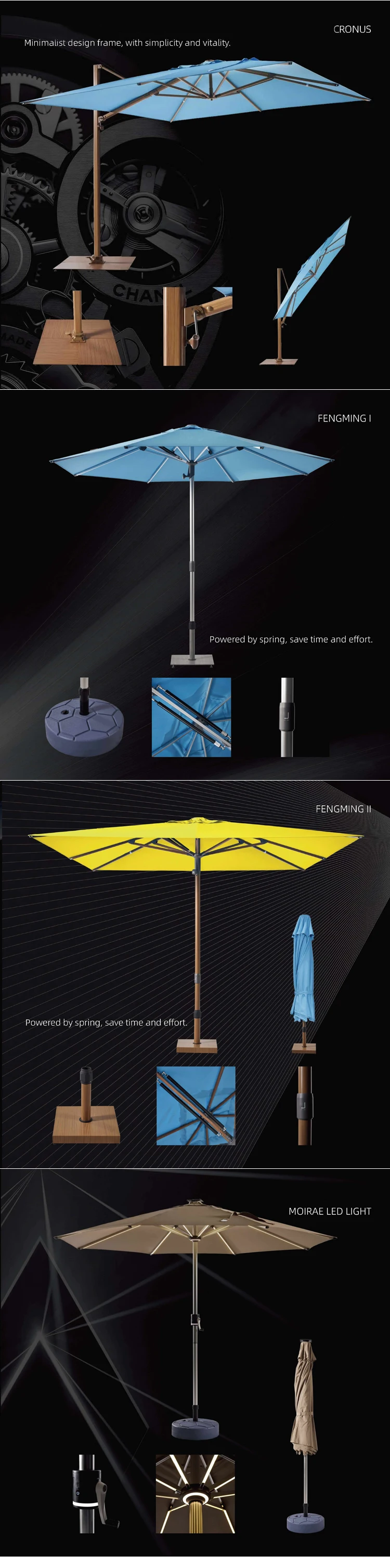 Outdoor Furniture Customizable Folding Led Parasol Umbrellas Cover