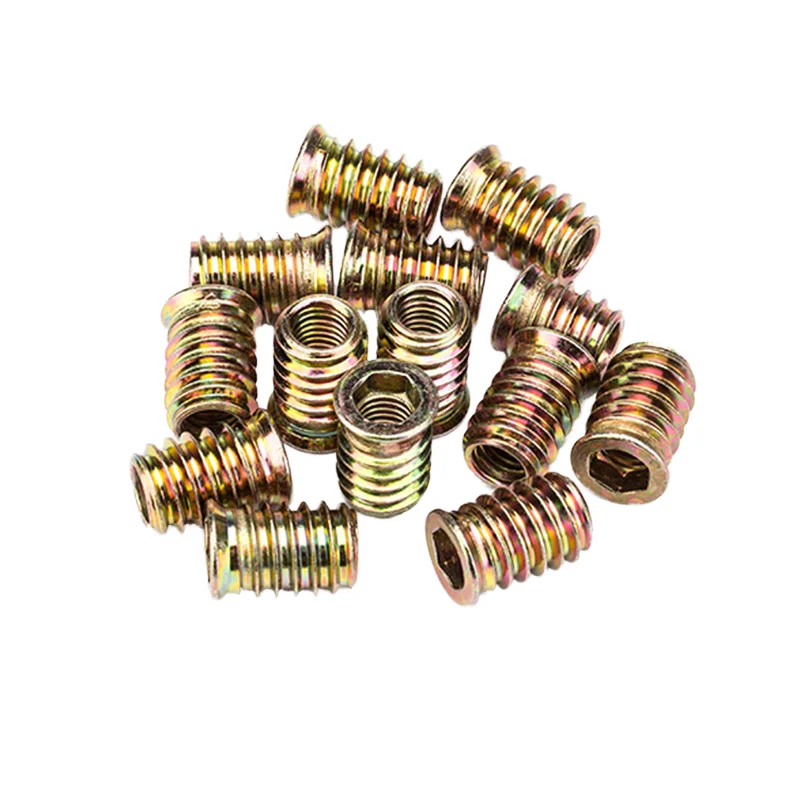Steel Countersunk Head Inner Hexagon Embedded Nut Inner and Outer Teeth Furniture Nut Trapezoidal Straight Connector