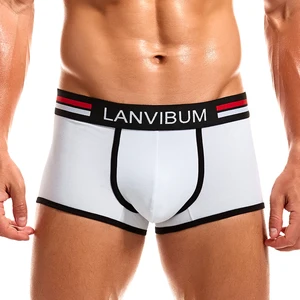 Custom Logo Underwear Boxer Briefs Men Comfortable Cotton Mens Boxer Briefs with Ball U Pouch Support