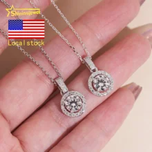 US Stock Fashion Women Pendant Jewelry VVS Moissanite Halo Pendant Necklace Sterling Silver 925 Pendant Necklace