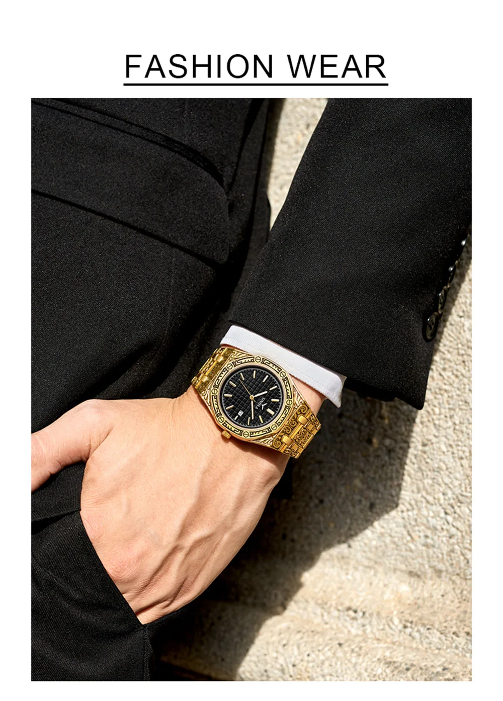 ONOLA Brand 3812 New Fashion Golden Clock Vintage Watches Luxury Watch Waterproof Gold Watch for Men Relogio Masculino