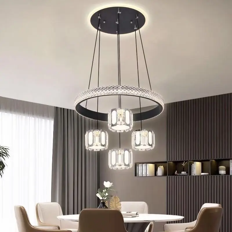 Bright simple bedroom living room LED pendant light beautiful gold exquisite crystal Arabic style dinning room led chandelier