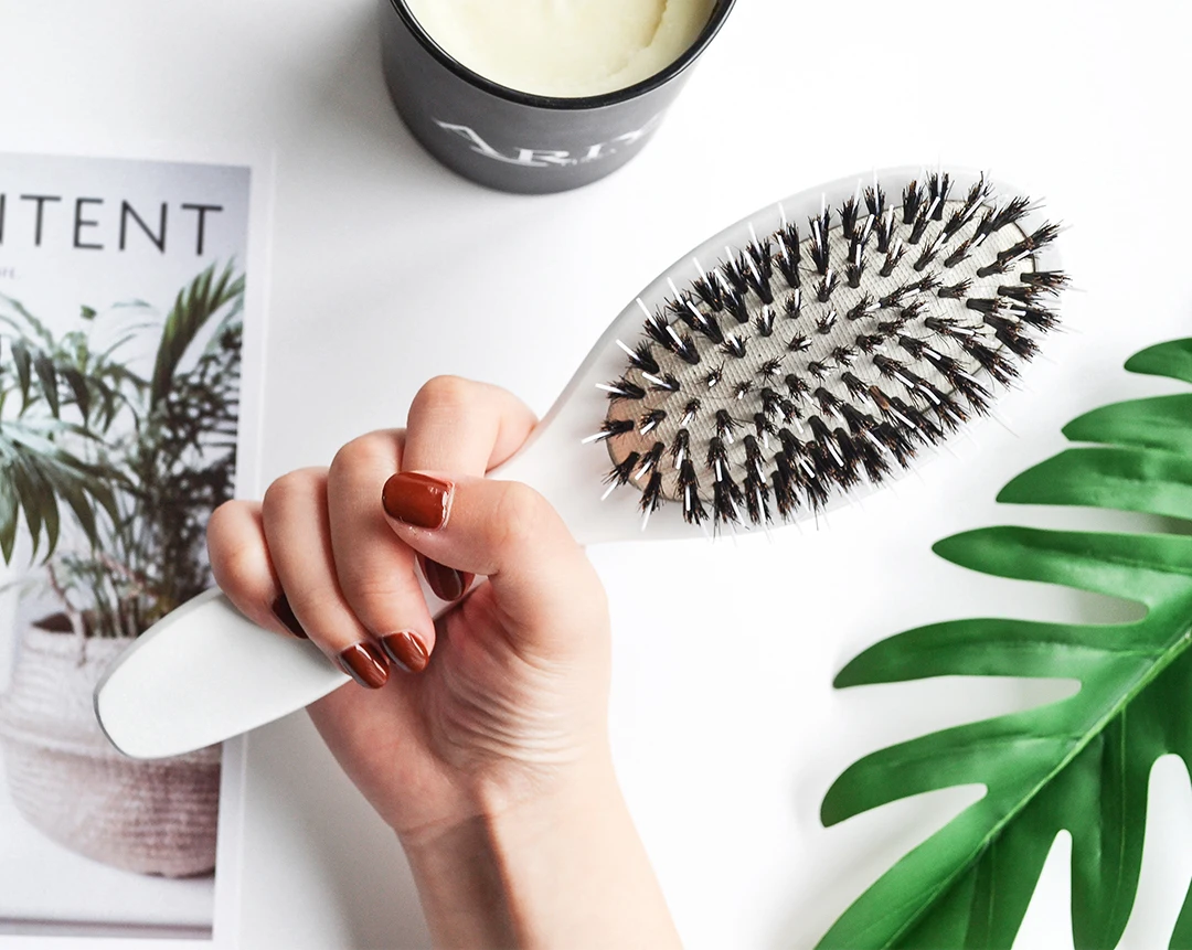 Private Label Custom Logo Wood Boar Bristle Wig Hair Extension Brushes