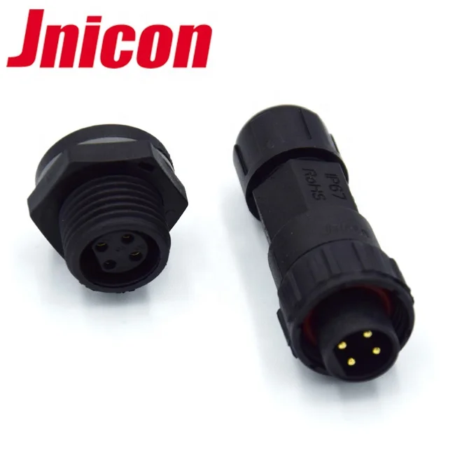 Jnicon IP68 Power Plug M16 4Pin Front Panel Mount Connectors with Soldering Terminal
