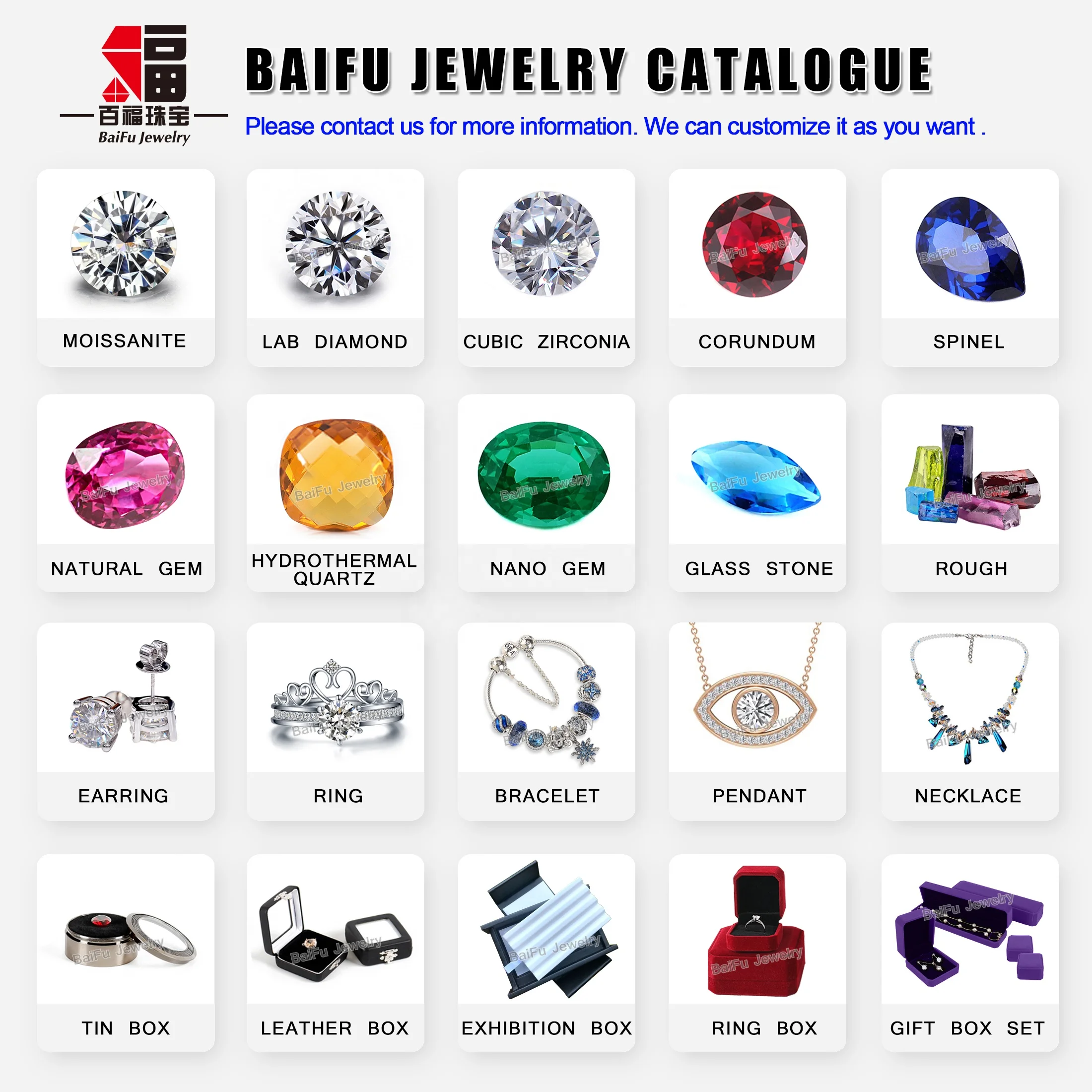Baifu 5A CZ Gemstone Zircon Stone Cubic Zirconia - Premium
