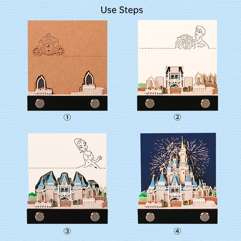 Custom Sticky Notes Omoshiroi Block Diy Cinderella Castle Note Pad Paper Laser Cut 3D Memo Pad for Gift