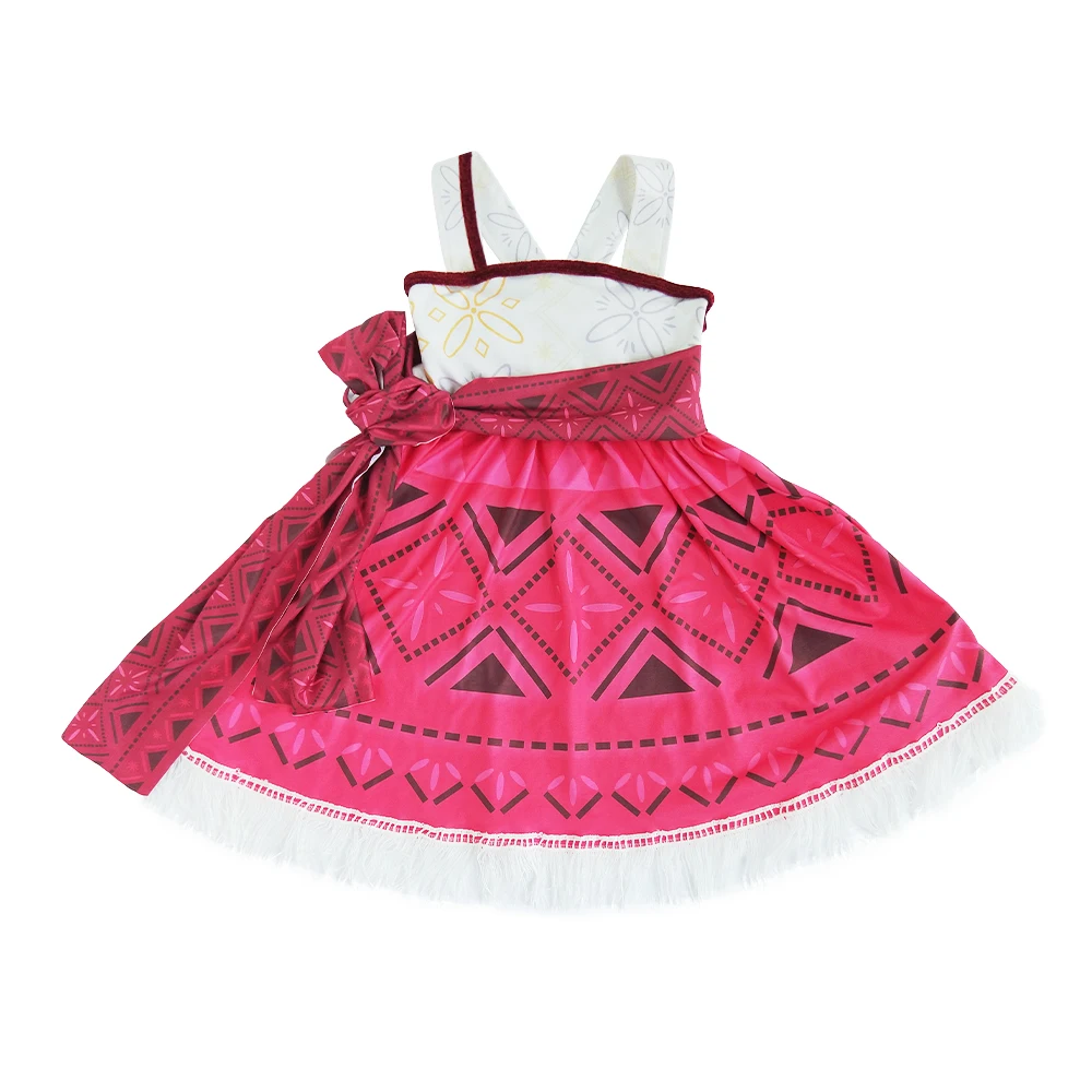 2024 Latest Moana Princess Cosplay Halloween Adventure Girls Dress Suits Beach Necklace Pocahontas Movie Kids Party Clothes