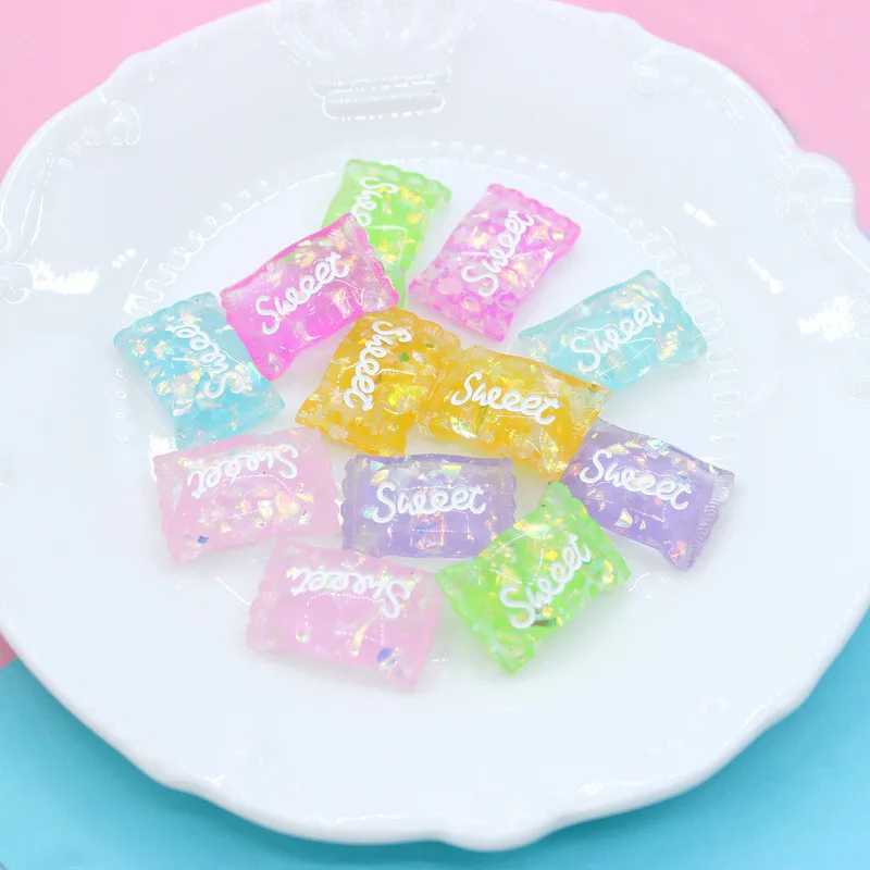 ИУ небольшые Оптовые 10 шт./пакет блесток цветной смолы «Сладкие буквы» миниатюрный головистой формы конфеты кабошон браслеты с