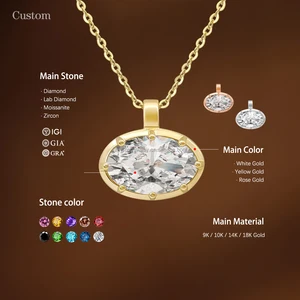 High-end Trendy Necklace 14K Solid Gold Moissanite Pendant with Link Chain for Engagement Wedding Anniversary & Party Gifts