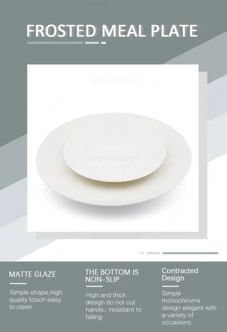 Modern round shallow cake dinnerware cheap restaurant porcelain white plates