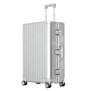 Unisex Designer PC Luggage Set Double Silent Spinner Caster Wheels Wide Aluminum Trolley Suitcases for Business Travel Durable