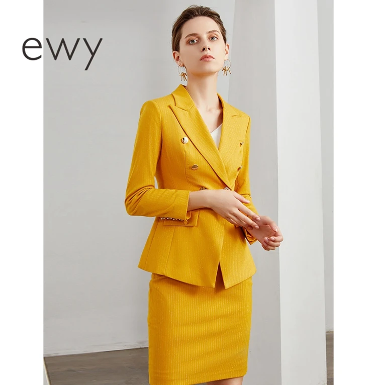 Set Woman Yellow Women Suit Office Skirt,Short Elegant Suit For Woman