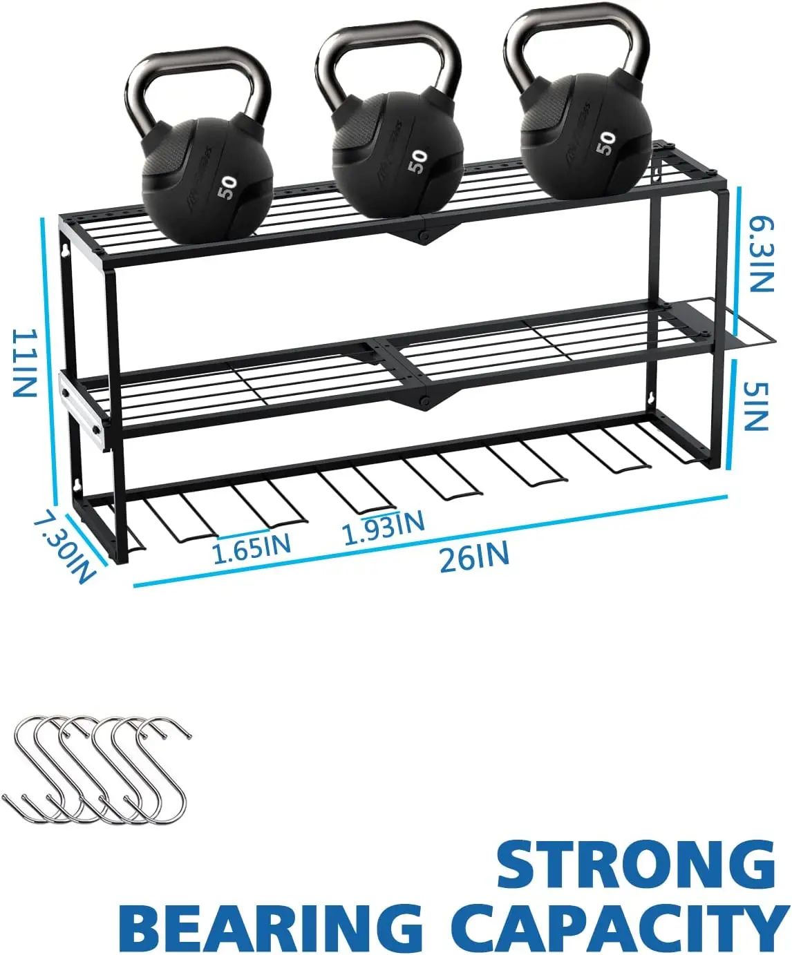 Power Tool Organizer, Wall Mounted Drill Holder, 4 Hanging Slots