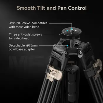 SmallRig AD-80 FreeBlazer Heavy-Duty Tripod, 71" Video Tripod with 75mm Bowl Adapter,One-Step Height Adjustment, Load up to detail image