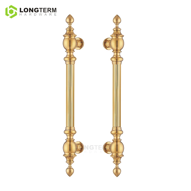 Entrance Brass Door Pull Handle Luxury Modern Golden Exterior Wooden Glass Door Handle Set for Villa Hotel Gate