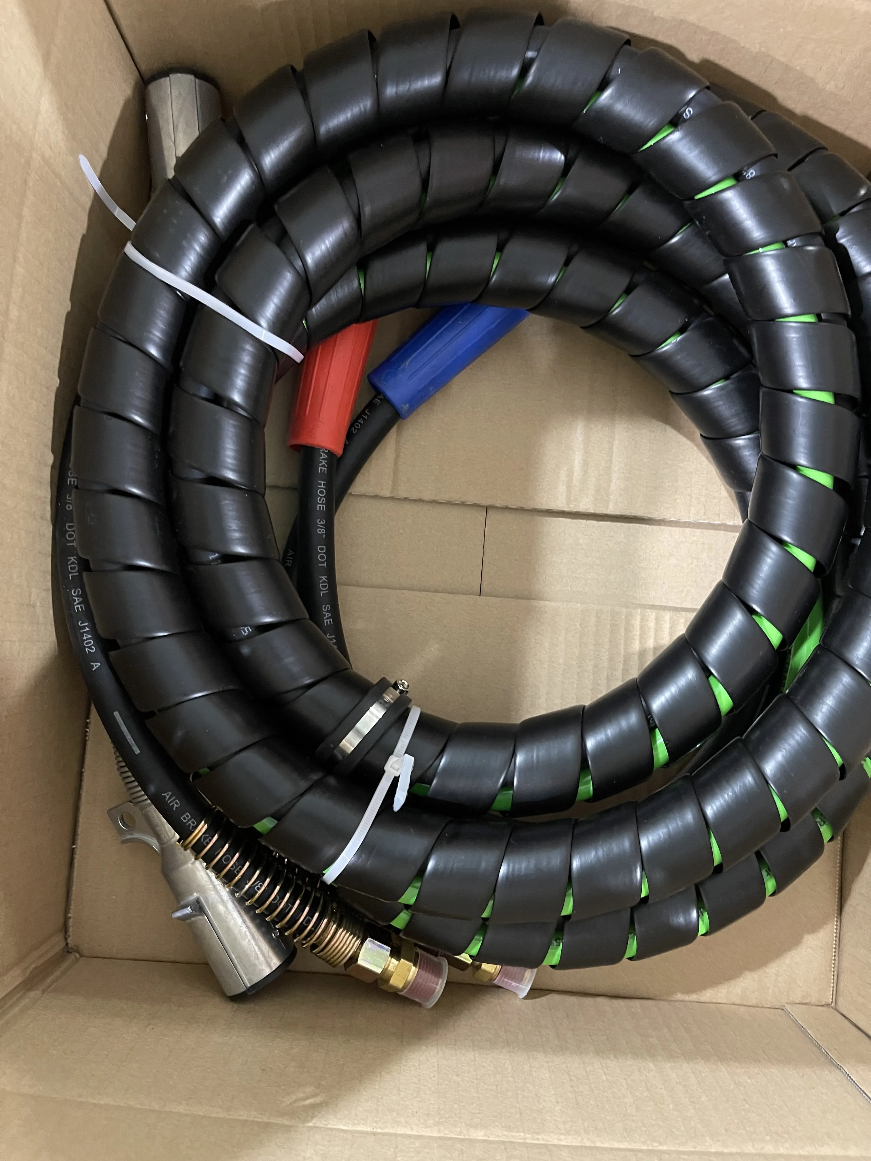 3 In 1 Spiral Wrap Abs Electrical Cord And Rubber Air Line Polyester