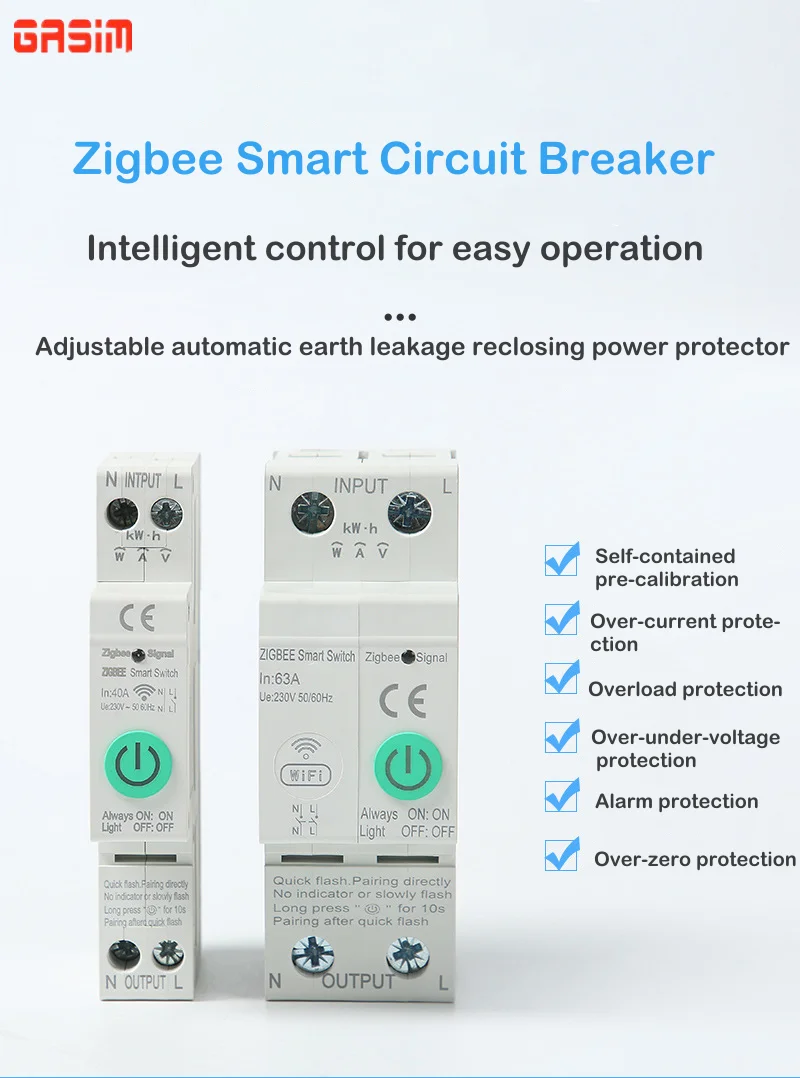 WiFi Automatic Reclosuring Protector Intelligent Circuit Breaker Single Phase Digital Display Reclosing Switch Adjustable Voltage Current Leakage
