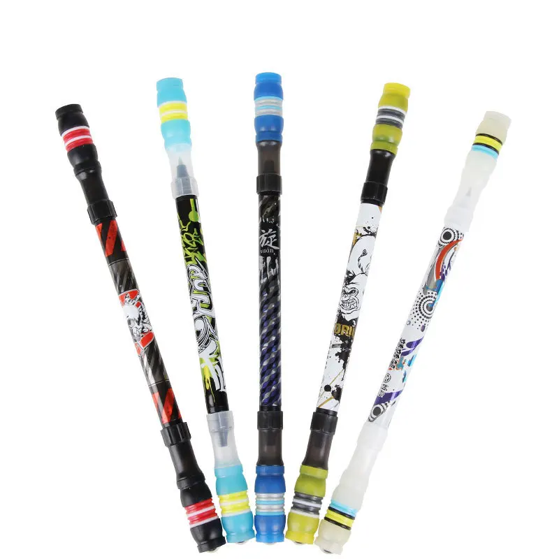 Creative Simple Spinning Pen with 0.5mm Black Gel Pen Stress Relief for Student Gift Led Light Fidget Spinner Pen Toy