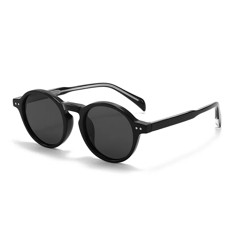 Personalized Polarized Fashionable Retro Round Frame Black Glasses Unisex Luxury Sunglasses_voghion.com