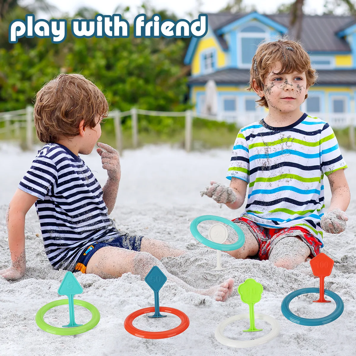 Outdoor Toy Coordination Awareness Activities Fun Toy Colorful Ferrule Game for Garden Sand Ring Toss Game
