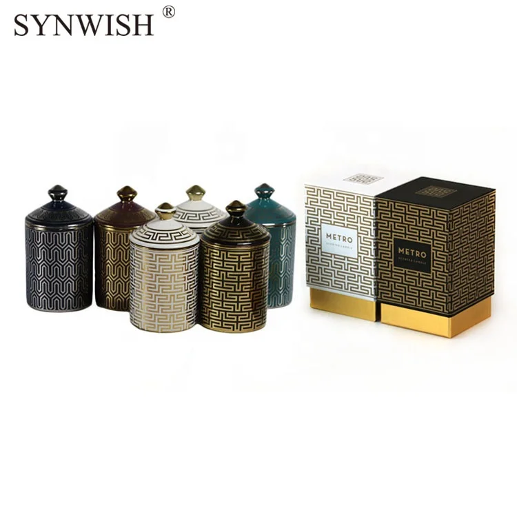 Synwish Wholesale Handmade Ceramic Candle Jar Luxury Container with Lid And Window Box Packaging supplier