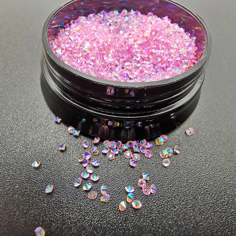 HZRcare Bulk Wholesale High Quality Micro Small Pixie Jars Point Bback Non Hot Fix Glass Nail Stones Crystal Rhinestones.jpg