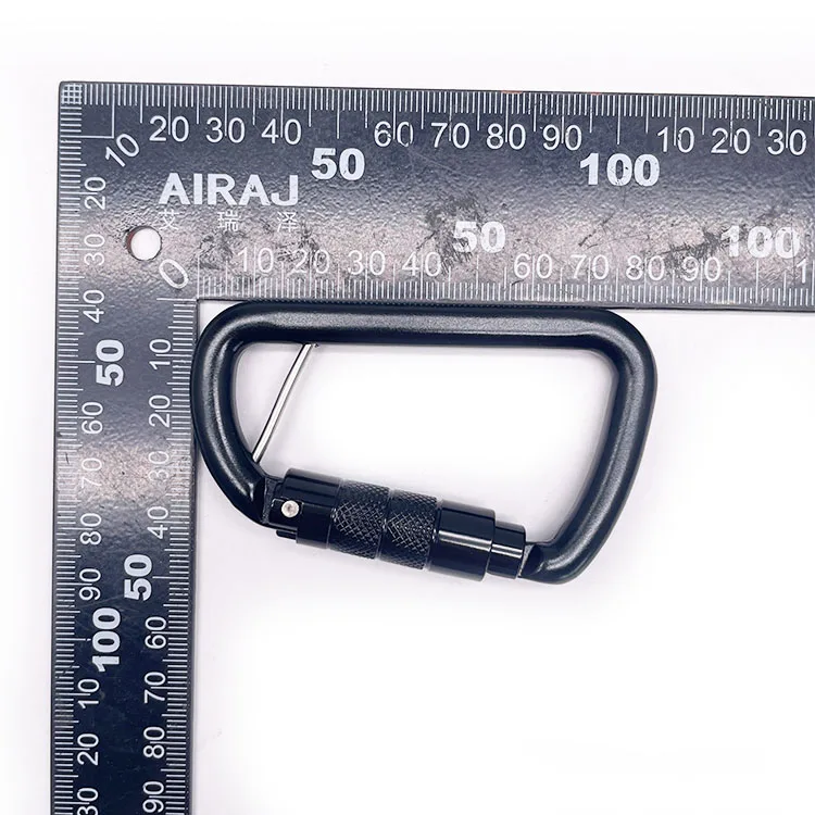 Promotional Keychains Carabiners 5KN Safety D Shape Aluminum Clip Heavy Duty Screw Locking Strap Hook Carabiner Double Locking