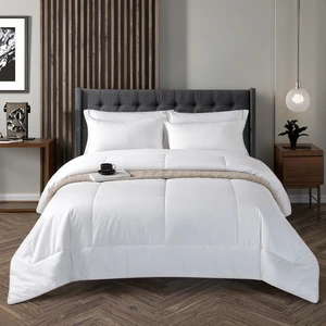 CHENHONG White 3cm Stripe Double Bedding Set 100% Cotton 300tc Fabric Count 40 Eco-Friendly Anti-Pilling Non-Toxic Modern Hotel