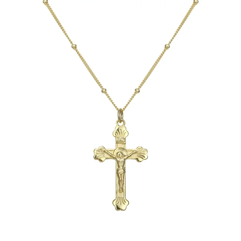 925 Sterling Silver Gold Plating Cross Pendant Necklace Gold plated Chains