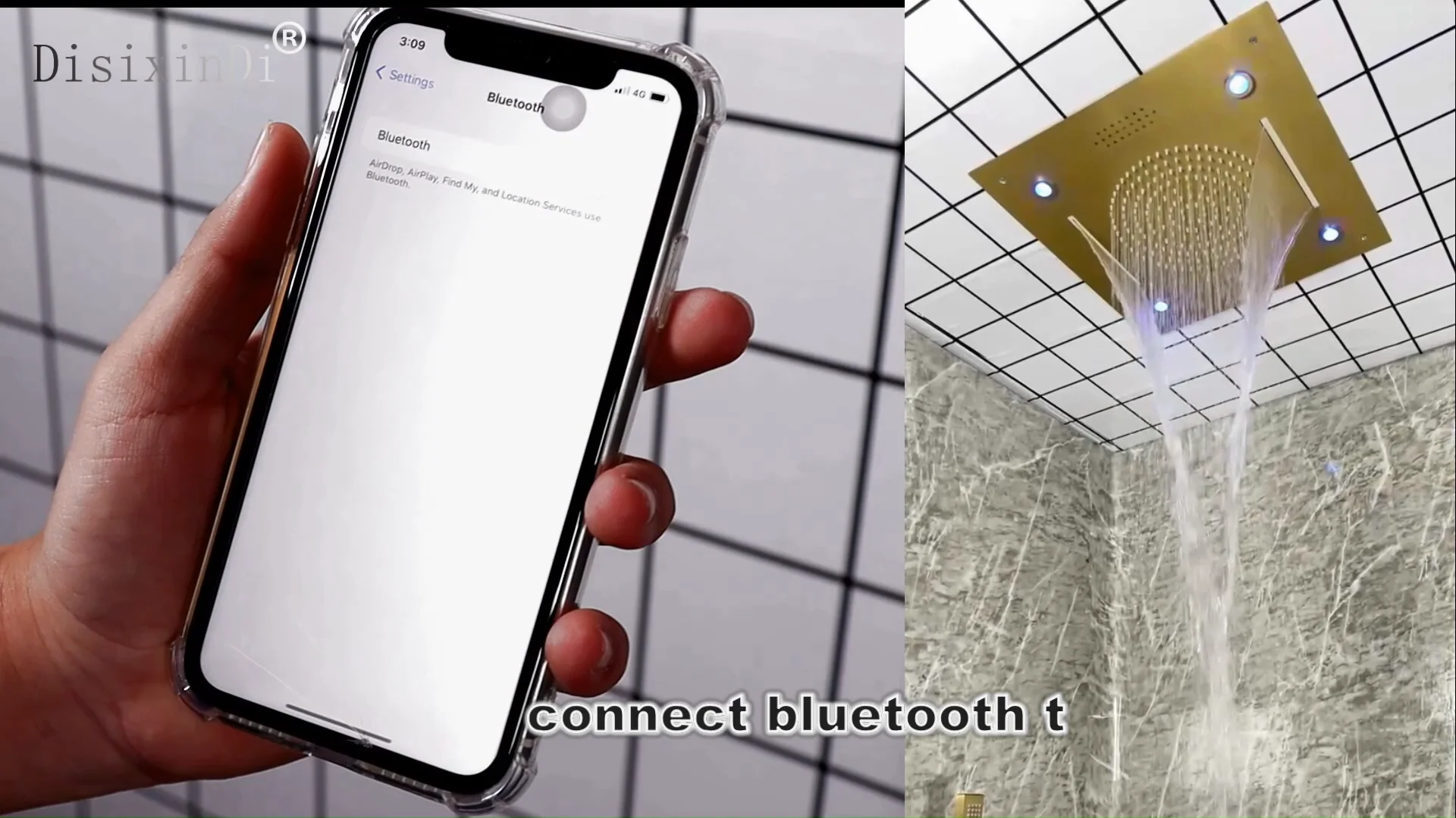 Luxury Music Shower Head 16 Inches Bathroom Led Rainfall Thermostatic