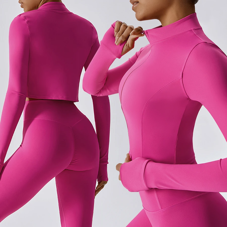 New Arrival Summer Women 4pcs Long Sleeve Set Fitness Yoga Short Sports