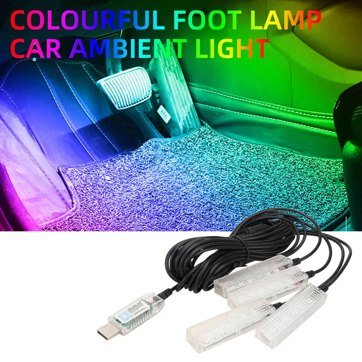 USB Car Foot Symphony Ambient Lighting Kit Interior App Controlled Decorative Atmosphere Light Strip for Car Central Control
