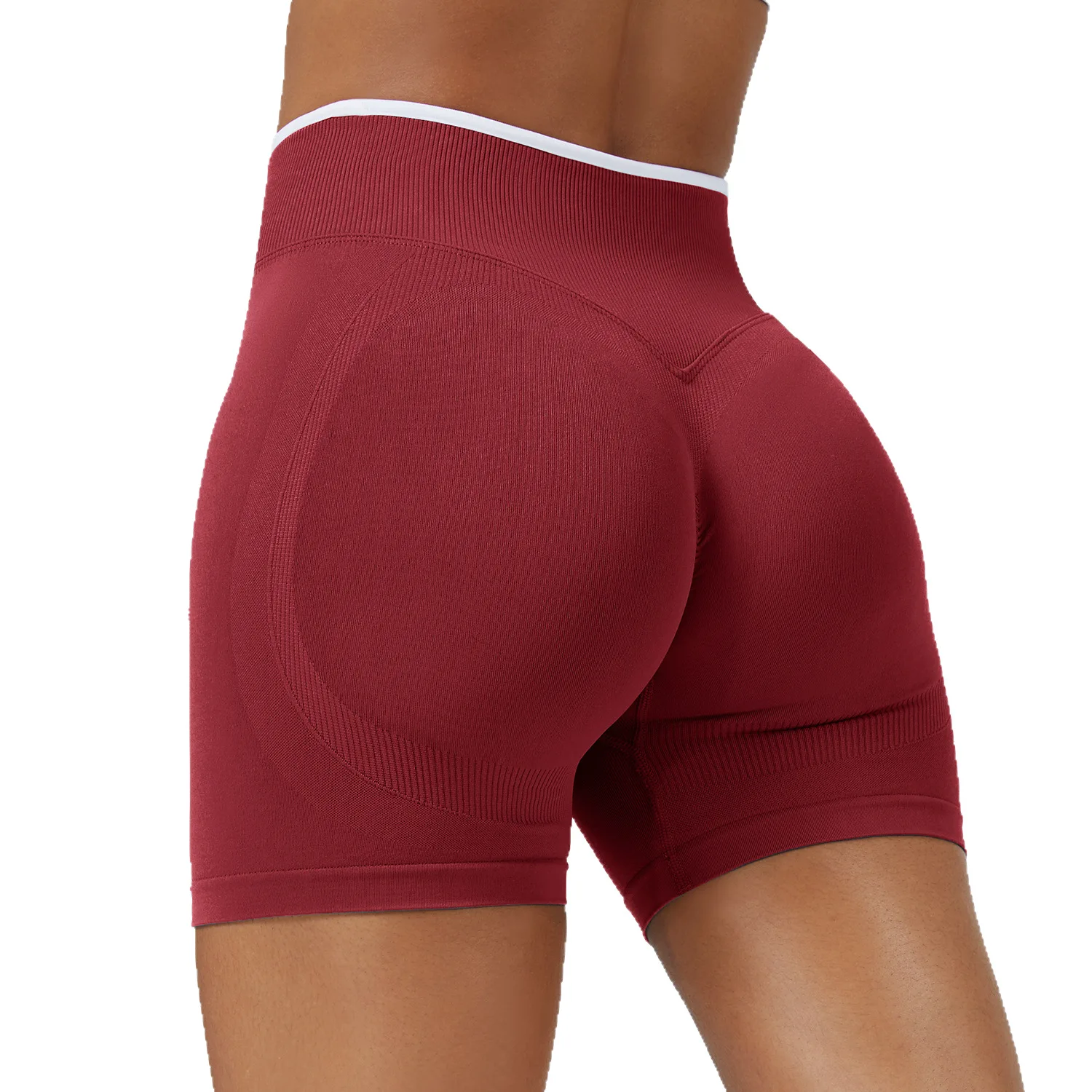 Seamless Color Block Quick Dry Yoga Shorts Regular Peach Hip Lift Outdoor Running Yoga S preview