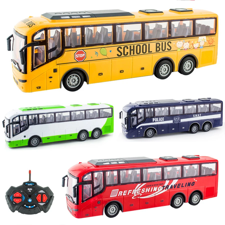 Rc Bus Toy Channel Radio Control City Sightseeing Bus Toy Electric Window BOX Car Mini Plastic City School RC Bus with Light