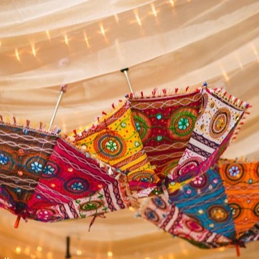Real Online Seller Indian Handmade Designer Cotton Fashion Multi Colored Umbrella Embroidery Boho Umbrellas Parasol … 