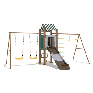 Wholesale Multifunctional Mental Playground Equipment Outdoor Adventure Park Kids' Slide and Swing Set Children Play Toys