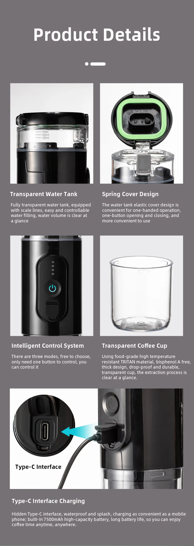 Kinglong 12v 24v Portable Capsule Machine Travel Car Coffee Maker For