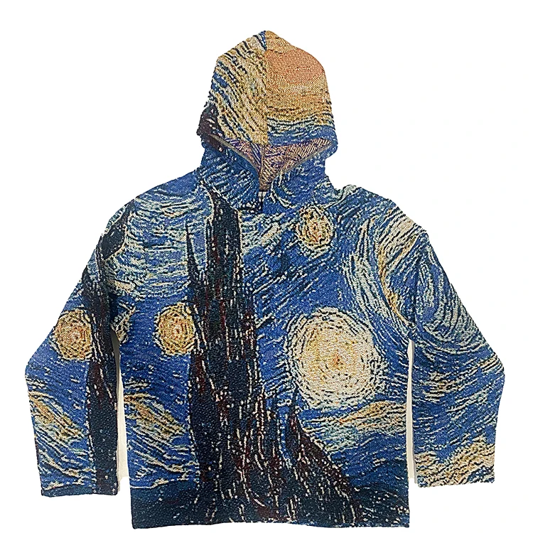 High Quality Oversized Blanket Tapestry Hoodie Jacquard Woven Custom