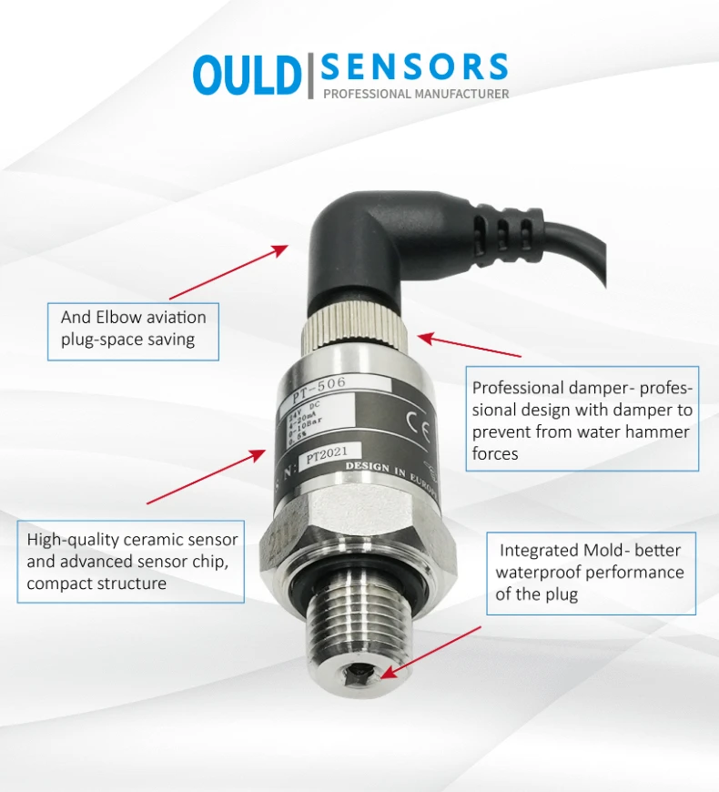 Water Pressure Transducer Pt-506 Ip 68,0-10bar,24vdc,4-20ma,G1/4,With ...