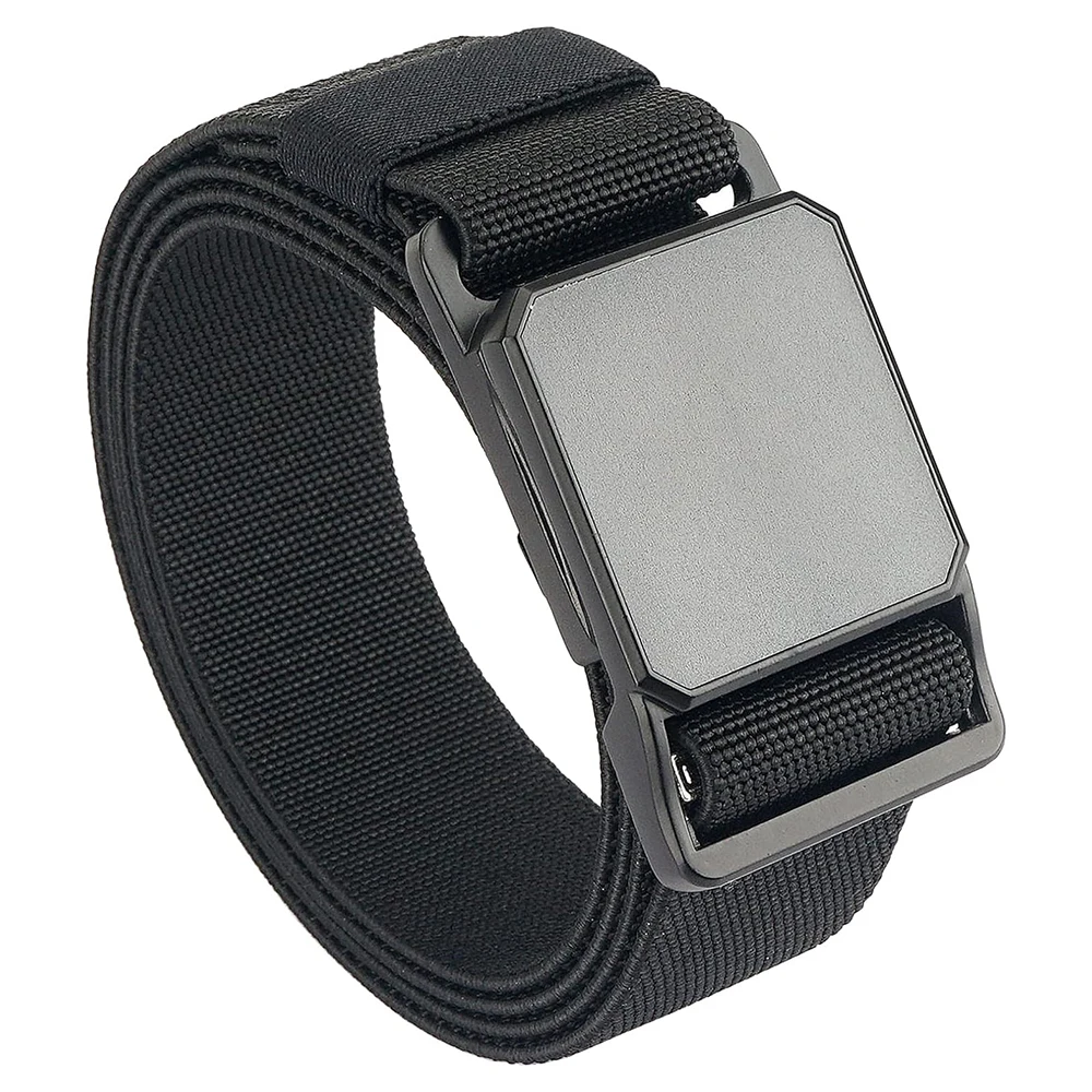Wear-resistant Tactical Elastic Belts Men Quick Release Magnetic Buckle Stretch Webbing Heavy Duty Work Golf Belt