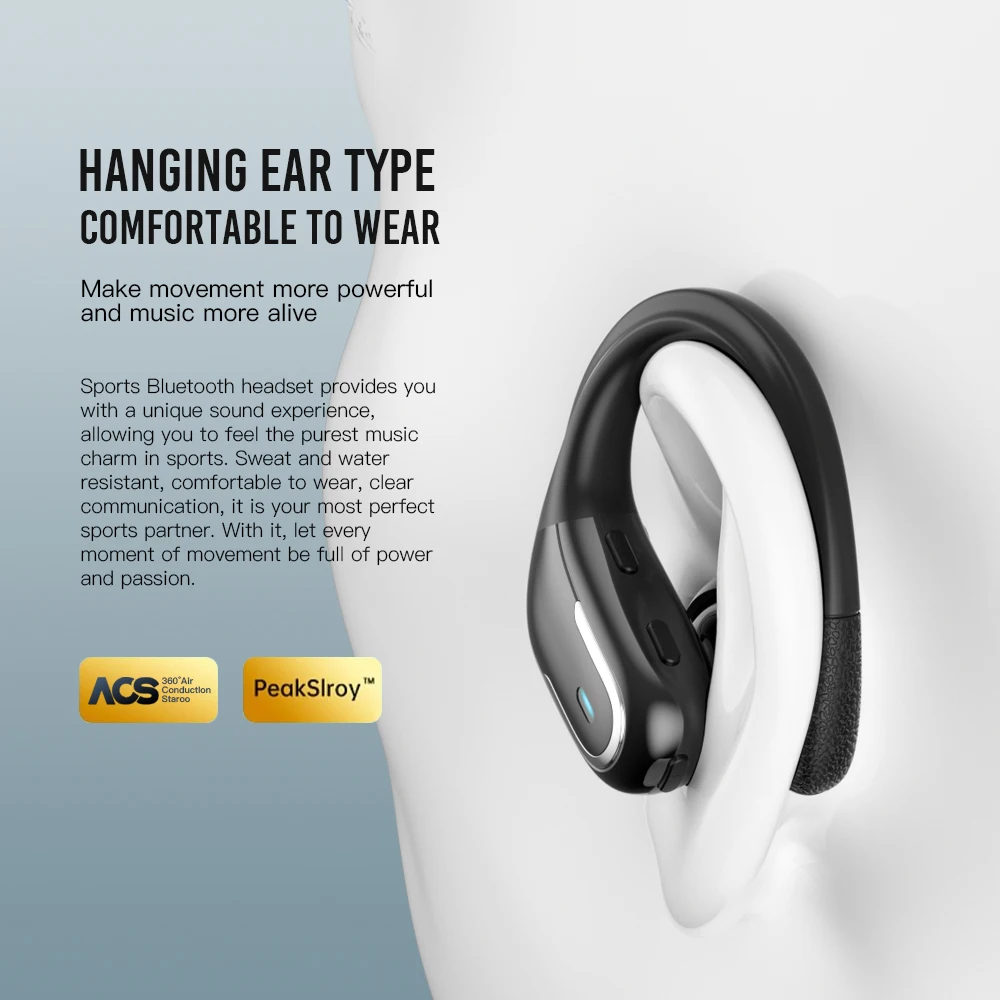 BX30 TWS earbud nirkabel sentuh, Earphone olahraga Bass tahan air IPX5  dengan pengait telinga - Main Image