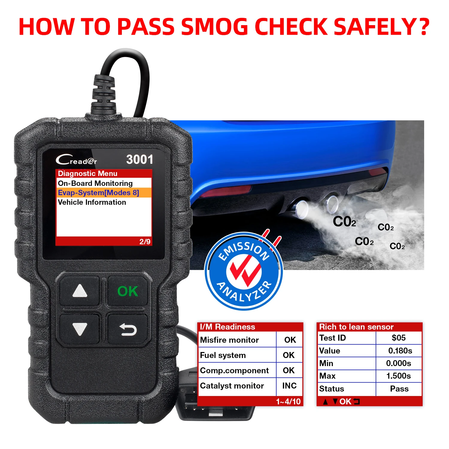 LAUNCH  Creader 3001 Obd2 Scanner Engine Fault Code Reader Mode 6 Can Diagnostic Scan Tool for All Obdii Protocol Cars