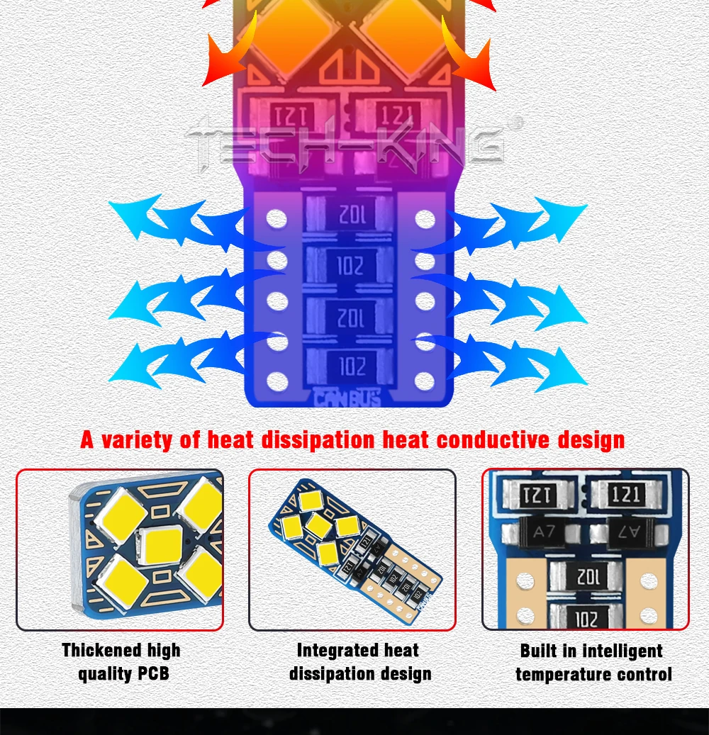 TECH-KING LED Side Light Car T10 W5w 194 168 2835 10smd Bulb Canbus Width Indicator Bulb Rear Box Light License Plate Light