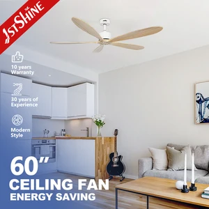 1stshine Ceiling Fan European Style 5 Wooden Blade DC Motor Remote Control Nature Wind Ceiling Fan Without Light