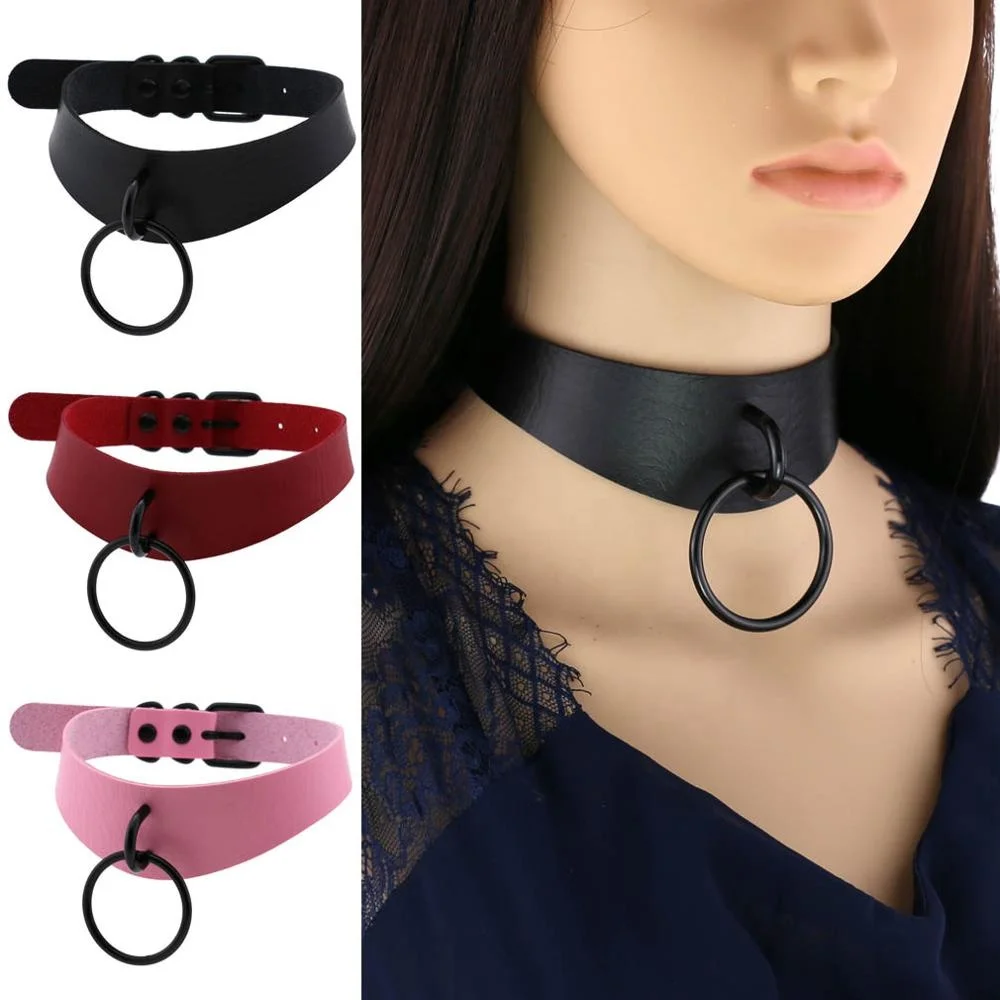 Choker Rivets O Round Metal Silver Color Leather Collar Bondage Goth C –  Awesome Skulls