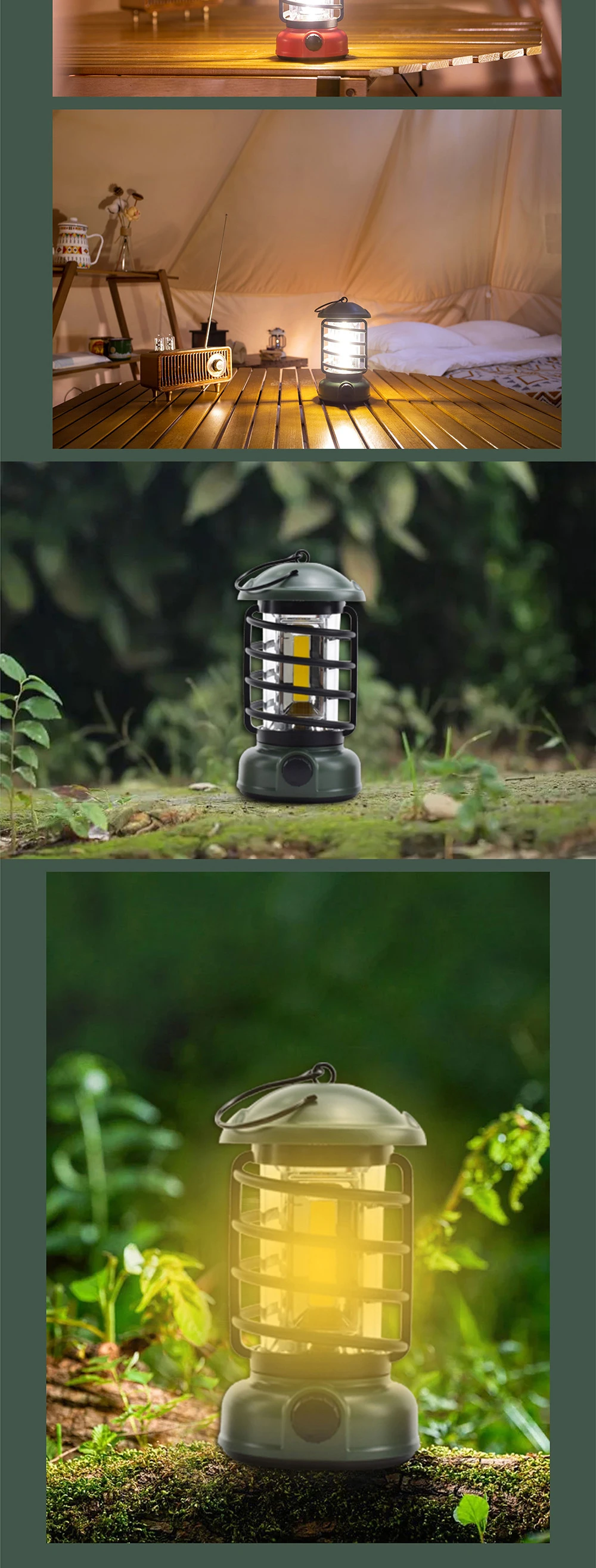 Dry Battery/ Rechargeable Retro Led Camping Lamps Outdoor Portable