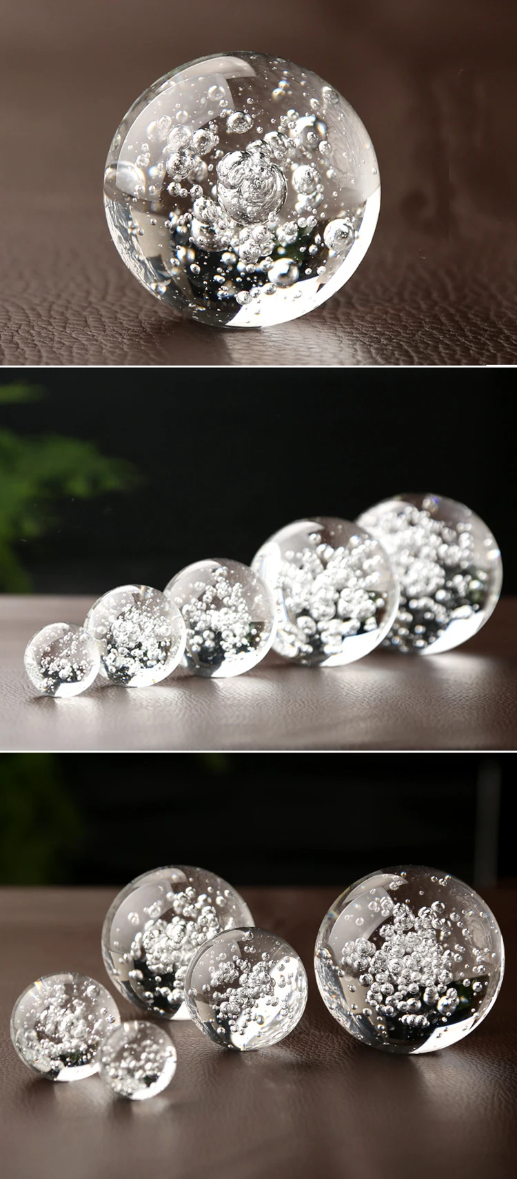 product wholesale various crystal ball with bubbles natural gemstone clear air bubble ball transparent glass crystal bubble ball-29