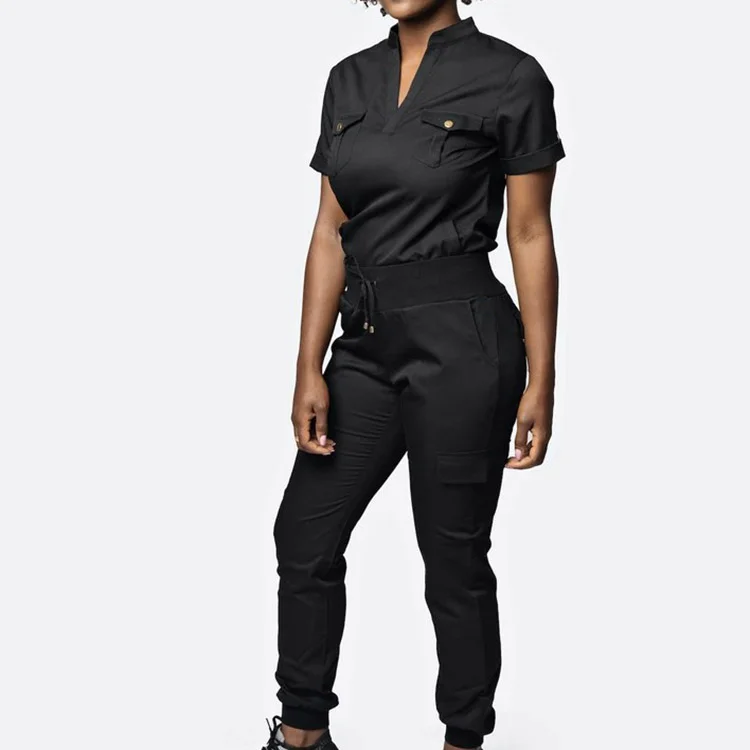 Hot Selling Scrubs Uniforms Sets Sexy V Neck Pocket Women Scrubs Medical Uniform Hospital